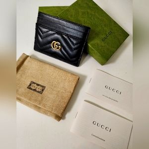 GUCCI GG Marmont Black Leather Card Case